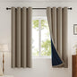 100% Blackout Curtains Thick Soft Curtain 2 Panels Set for Small Bedrooms/Children's Rooms, Linen-Look Textured Full Light Blocking Room Darkening Thermal Insulated Drapes (W52xL54, Taupe)