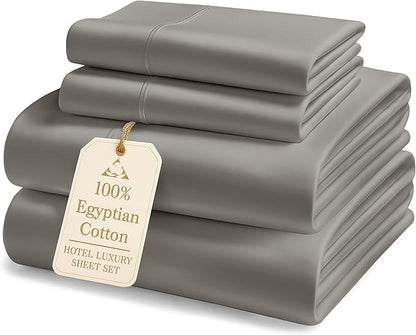 LANE LINEN 100% Egyptian Cotton California King Sheets Set - 1000 Thread Count, Soft & Comfy No Pill Fade Resistant Oeko-Tex Certified Cotton Sheets Cal King Size Set, 15" deep Pokcet Sheets- Charcoal