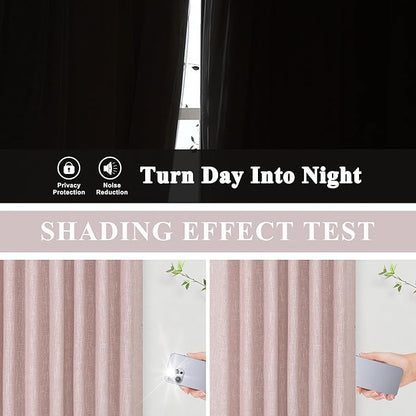Vision Home Pink Full Blackout Curtains for Bedroom Living Room Darkening Window Treatment Panels Thermal Insulated Rod Pocket Back Tab Modern Soundproof Pink Drapes 2 Panels 50" Wx108 L