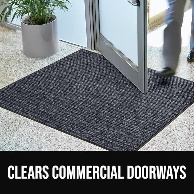 GORILLA GRIP Waterproof Traffic Guard Door Mat, 72x48, Heavy Duty Entryway Mats, Strong Rubber Back Commercial Utility Rugs for Office Hallway, Garage Floor and Home, Low Profile Carpet, Charcoal Gray