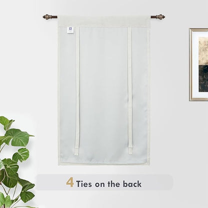 DriftAway Double Layer Linen Blackout Tie Up Curtains Thermal Insulated Fully Lined Balloon Roman Shade Bathroom Window Adjustable Rod Pocket for Small Window 25 Inch by 47 Inch Ivory Cream