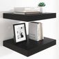 Heimlove 12 Inch Deep Floating Shelves, 16 x 12 inches Long Wall Shelf, Large Extra Display Shelf & Storage Shelf, Rustic Wood Wall Shelves for Fireplace Mantel, Black - 2Pack