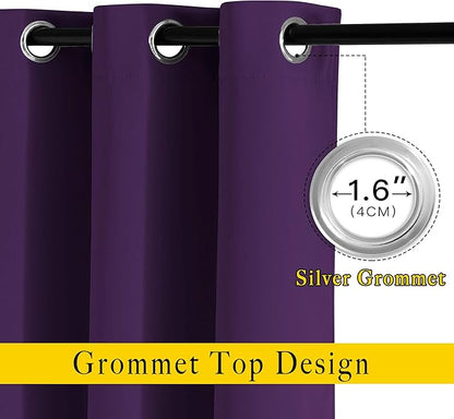 NICETOWN Royal Purple Room Darkening Draperies and Curtains - Home Fashion Energy Saving Grommet Top Room Darkening Drape Panels for Bedroom (Set of 2, 46 by 90 Inch, Royal Purple)