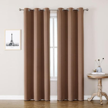 ChrisDowa Blackout Curtains 72 inches Long for Bedroom - 2 Panels Set Grommet Thermal Insulated Room Darkening Curtains for Living Room (Cappuccino, 42 x 72 Inch)