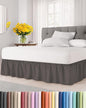 Wrap Around Dust Ruffle Bed Skirt - Dark Grey - for King Size Beds w/ 16 Inch Drop - Easy Fit Elastic Strap - Adjustable Pleated Bedskirt with Brushed Fabric, Wrinkle Free Women, Men, Kids and Teens