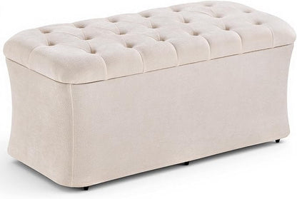 ONBRILL Storage Ottoman Bench, End of Bed Bench, 39.8 x 18.1 x 17.7 Inches Pouf Ottoman Foot Rest, Storage Benches Chest for Bedroom Entryway Living Room, Max 330 lbs, Beige