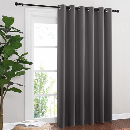 NICETOWN Sliding Door Curtains, Wide Thermal Blackout Patio Door Curtain Panel, Sliding Door Drapes/Draperies with Grommet Top (Gray, W80 x L84)