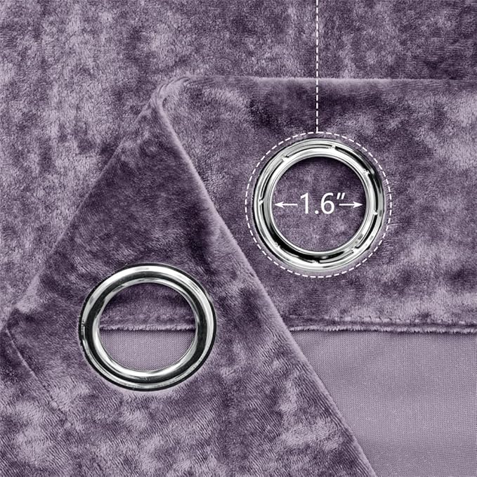 SMILETIME Lilac Purple Crushed Velvet Curtains 52x90 inch Luxurious Thermal Insulated Soundproof Drapes for Living Room Bedroom Office Soft and Durable Light-Filtering Window Treatments, 2 Panels