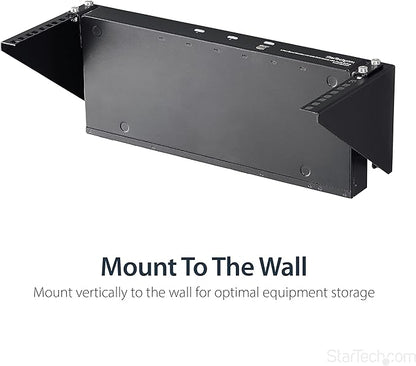 StarTech.com 4U Wall Mount Patch Panel Bracket - 19 inch Steel Vertical Mounting Rack for Network and Data Equipment, TAA (RK419WALLV)