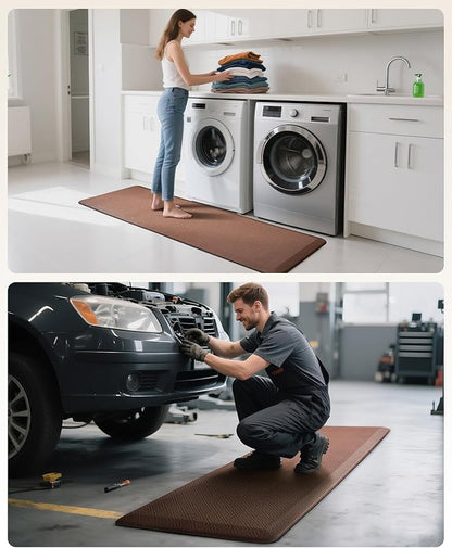 Ophanie Kitchen Mats for Floor, 3/4 Inch Thick Kitchen Rugs, 24'' x 70'' Anti Fatigue Standing Cushioned Mat, Waterproof,Comfort Ergonomic Mat for Office, Home, Sink, Brown Non-Slip Bottom