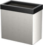Gatco Modern Rectangle Wastebasket, Satin Nickel and Matte Black Combo - Stainless Steel Trash Can with Removable Lid, Leakproof, 3 Gallon Capacity for Bathroom, Bedroom, Kitchen, or Office