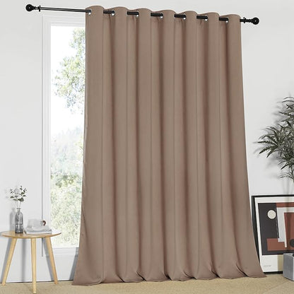 NICETOWN Patio Blind Blackout Curtain Panels - Extra Wide Curtains, Sliding Door Insulated Drape, Soundproof Room Divider Curtains (Cappuccino, 100 x 95 Inch/ 100"W x 95"L)