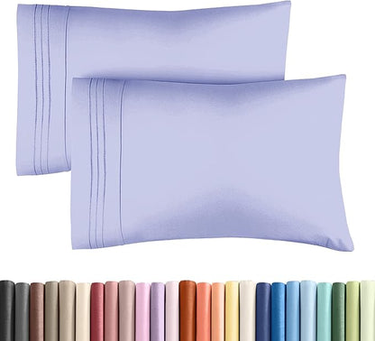 Queen Pillow Cases Set of 2 - Ultra Soft Hotel Quality Pillowcase Covers - Comfy, Cozy & Wrinkle Free - Shrinkage, Stain & Fade Resistant - Machine Washable Pillow Protectors - 2 Piece Set - Lavender