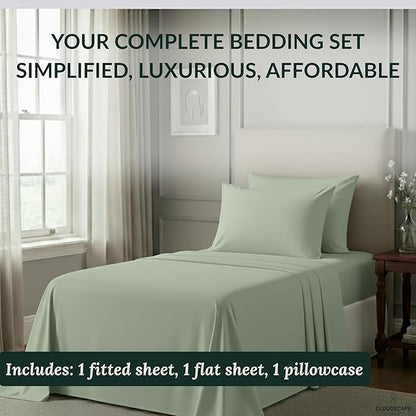 Egyptian Cotton Twin Size Sheets Set, Mineral