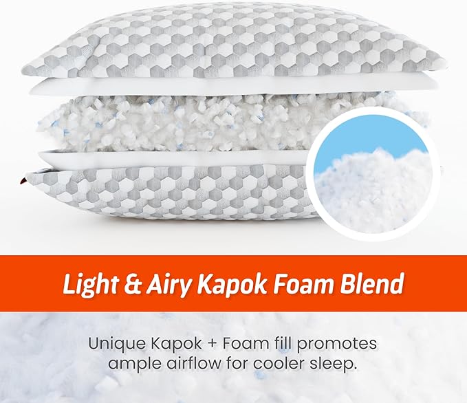 Layla Sleep, Adjustable Fill Kapok Pillow, Luxurious Cooling Pillow, King (Single), Supportive for Head and Neck, Fully Adjustable, Natural Material That is Light and Airy. Sleep Better-Kapok Pillows