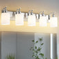 5 Light Bathroom Vanity Light, Brushed Nickel Vanity Lights for Morden Bathroom Lighting Fixtures Over Mirror Wall Light Fixtures with Milky White Frosted Shade ZCVL01BNW-5