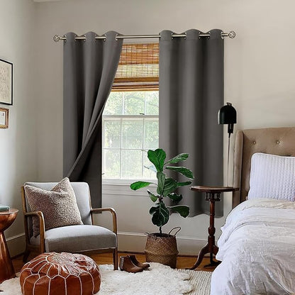 BGment Grey Blackout Curtains for Bedroom - Black Out Curtains 63 Inch Long Thermal Insulated Grommet Total Room Darkening Window Drapes for Living Room, 2 Panels, 42 x 63 Inch