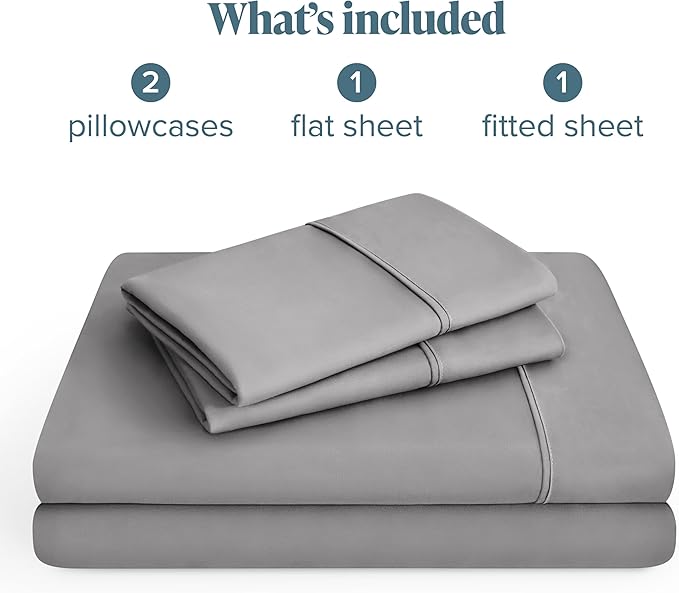 Bare Home Hotel Luxury Twin XL Sheet Set, Extra Soft - 4 Piece Set - Deep Pockets - Easy Fit - Cooling & Breathable - Wrinkle, Fade, Stain Resistant - Includes 2 Pillowcases (Twin XL, Light Grey)