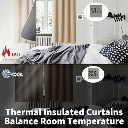 BGment Long Blackout Curtains for Living Room 108 Inch Length, Full Room Darkening Thermal Insulated Soundproof Curtains for Bedroom with Rod Pocket, 2 Panels, Each Long Panel 52 Wide, Beige