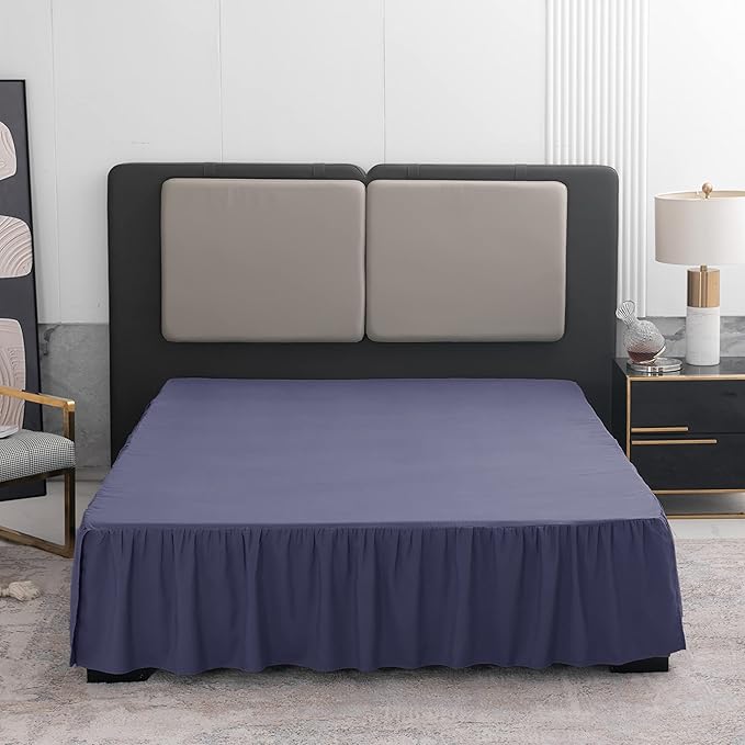 Navy Blue Bed Skirt Twin Size Ruffled Bed Skirt with Split Corners, Twin Bed Skirt 14 Inch Drop,Twin Size Bed Skirt Black for Ruffled Bed Skirt with Split Corners, Bed Skirt Twin Size