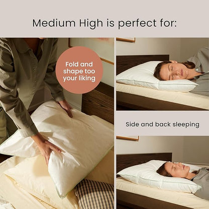 FOSSFLAKES Nordic Sleep, Bed Pillow Hypoallergenic Supportive with Down Alternate, Breathable and Machine Washable, Ideal for Side and Back Sleepers (White Medium High, Standard)