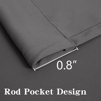 Blackout Curtains 90 Inch Length 2 Panels Set, Black Out Curtains for Bedroom 90 Inch Long, Rod Pocket Energy Saving Room Darkening Drapes for Living Room Window Light Grey(W52 x L90)