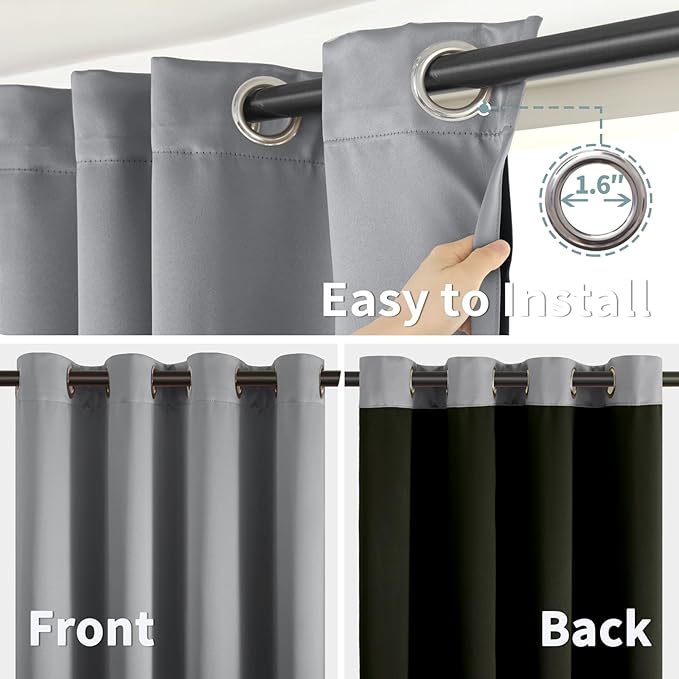 BGment Thermal Insulated 100% Blackout Curtains 84 Inch Length 2 Panels, Total Light Blocking Curtains for Bedroom, Grommet Window Drapes with Thick Black Liner, 42 Inch Wide Each Panel, Dove Grey