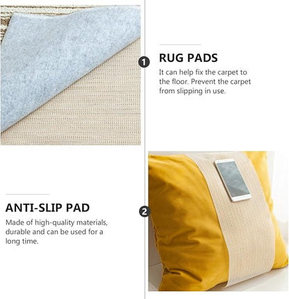Generic Latex Anti-Skid Rug Pads Beige Non-Slip Cushion for Hard Floors Carpets Sofas Protective Thick Mat with Strong Grip and Cut