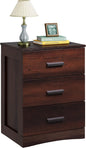 WLIVE Night Stand, Wood Nightstand with 3 Drawers, Bed Side Table for Bedroom, Living Room, Dorm, Modern Minimalist Bedside Table, Espresso
