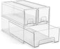 Sorbus 1 Medium & 2 Small Clear Stackable Storage Drawers – Plastic Organizer Bins with Handles – Stackable Pull-Out Storage Drawers for Closet, Pantry, Office, Bathroom, Craft, and Toy Organization