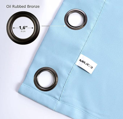 MIUCO Room Darkening Soild Grommet Blackout Curtains Panels for Nursery Window Curtains Set of 2 52x95 Inch Sky Blue, Bonus 2 Tie Backs Included