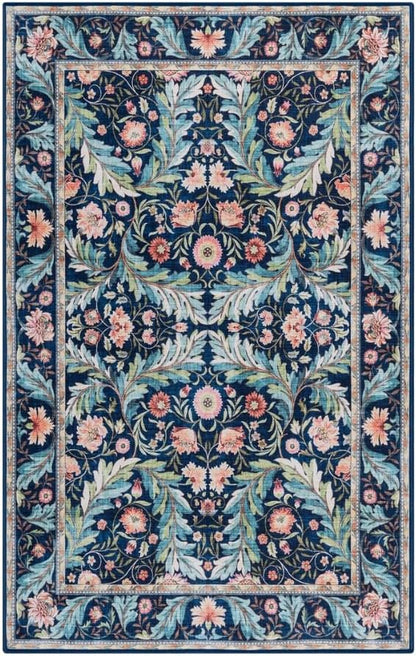 Gertmenian Indoor Boho Area Rug | Home Decor for Entryway, Bedroom, Living Room, Office, Kitchen | Non Slip, Soft, Printed Accent Rugs | Altair, Navy, 3x5 Small, 24510