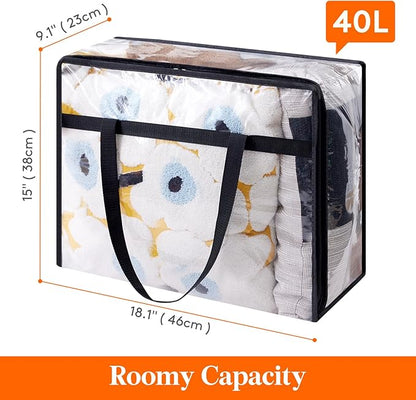 Lifewit 12 Pack Clear Clothes Storage Bags, 40L Plastic Blanket Storage Bag, Vinyl Foldable Moving Bags with Zipper, Closet Organizers and Storage Containers for Bedding, Duvet, Comforter