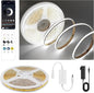 COB LED Strip Lights Cool White,24V Dimmable led Light Strip KIT with Remote and app Control,6000K 9.84FT/3m 8mmwide Ra>90 Cuttable Flexible Strip Lights for Bedroom,Wardrobe,Cabinet