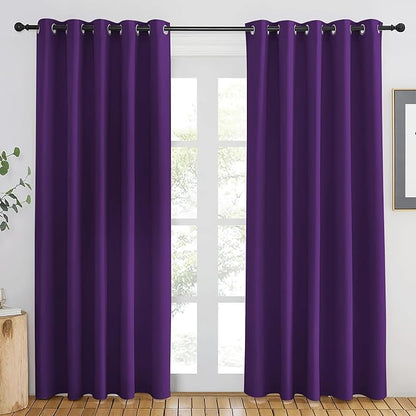 NICETOWN Royal Purple Blackout Curtains 84 inch Length, Grommet Top Room Darkening Drapes for Bedroom Living Room, Light Blocking Window Covering for Privacy (W66 x L84 Inch, 1 Panel)