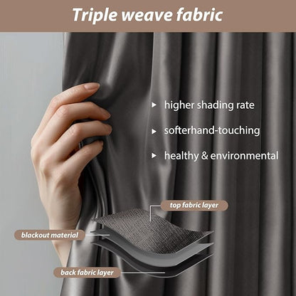 Room Divider Curtains with Ceiling Curtain Track Set Window Curtain for Bedroom,Living Room Total Blackout Thermal Insulated Privacy Ceiling Track Curtain W 6 × H 7 FT Grey drape&Black track