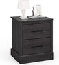 Giantex Farmhouse Nightstand, Wood Bedside Table with 2 Storage Drawers, Compact Floor Night Stand End Table, Accent Sofa Side Table for Bedroom, Grey Oak
