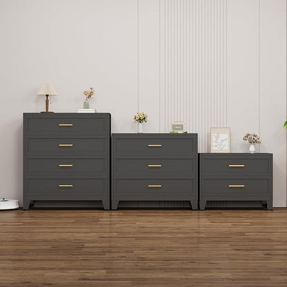 Metal Dressers, Black Small Dresser for Bedroom, 24.76" H Dressers & Chests of Drawers, Dresser and Nightstand Sets for Living Room, Entryway, Hallyway (Black, 2 Drawers)