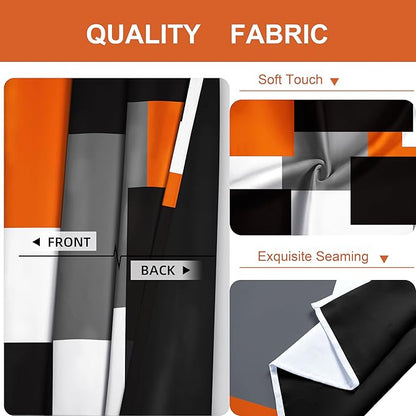 Orange 100% Blackout Curtains for Bedroom 84 inch Length 2 Panels Set White Grey Modern Abstract Geometric Black Out Curtains Insulated Room Darkening Window Drapes for Living Room, 42Wx84L