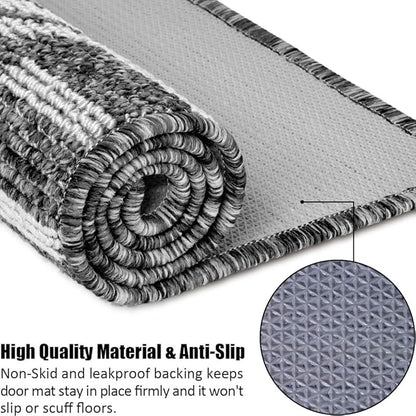 Indoor Doormat 32"x 48", Absorbent Front Back Door Mat Floor Mats, Rubber Backing Non Slip Door Mats Inside Mud Dirt Trapper Entrance Door Rug Carpet, Machine Washable Low Profile-Black Time Cloister