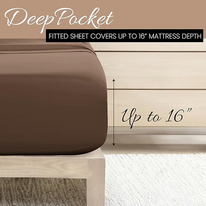 Linen Market Bed Sheets for California King Size Bed (Taupe) - Sleep Better Than Ever with These Soft and Cooling California King Sheets - Deep Pocket Fits 16" Thick Beds - 4 Piece Cal King Sheet Set