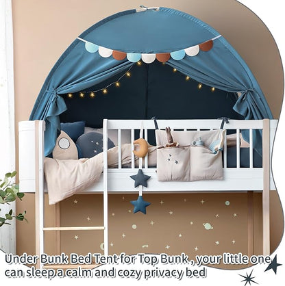Razee Twin Bed Tent for Kids, Twin Size Toddler Canopy Indoor Playhouse Canopy Privacy Tent on Bunk Bed Sleep Inside Drafty Room Kid Toys for Boy Girl Birthday Gift, Blue Jean Color