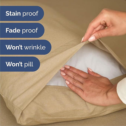 Queen 6 Piece Sheet Set - Cooling & Breathable - Hotel Luxury Bedding, Includes Fitted Sheet for Women, Men, Kids and Teens - 1 Flat, 1 Fitted Sheet, 4 Pillowcases with Deep Pockets - Heathered Tan