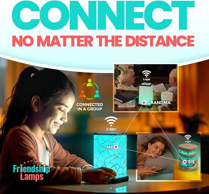 Friendship Lamp® by Filimin Classic - Best Friend Lamps Wi-Fi Touch Lamp LED Light for Long-Distance, Connection, Relationship, Friendship, Gifts, Love, 200+ Colors, App Setup - Set of 4