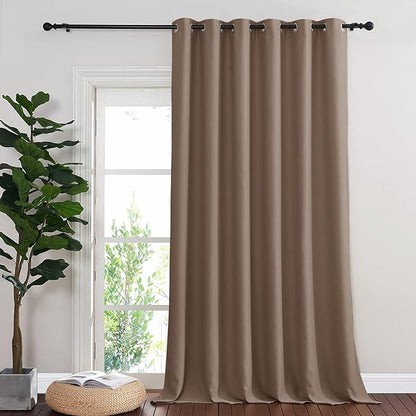 NICETOWN Room Divider Curtain 132 Inches Long, Wide Blackout Sliding Door Curtain for Bedroom, Room Darkening Privacy Window Curtain for Patio Door (1 Panel Set, Cappuccino, 80 x 132 Inch)