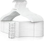 TOPIA HANGER Wooden Coat Hangers 24 Pack, Premium Wood Suit Sweater No Shoulder Bump Hangers, 360° Swivel Hook and Cut Notches Clothes Hangers for Sweater, Coat, Shirts, Hoodies, Dress, White CT85W