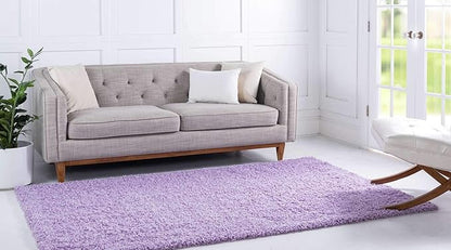 Unique Loom Solid Shag Collection Area Rug (7' 1" x 10' Rectangle, Lilac)