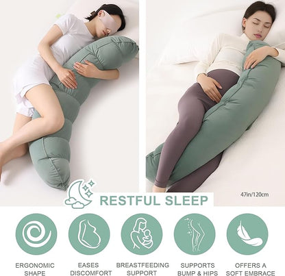 Peallow(Pat. Pend) – Long Round Body Pillow for Adults, Bolster Pillow for Sleeping, Soft and Supportive Pillow for Sleeping & Lumbar Support