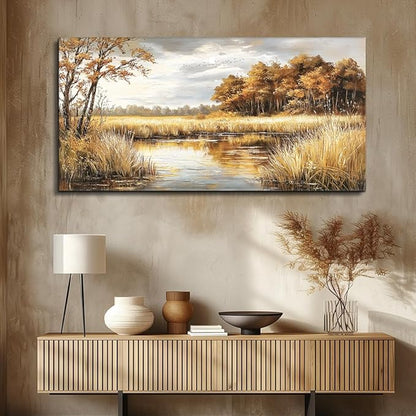ERQINHUA Large Canvas Printing Picture Wall Decor Painting Wall Art For Living Room Dining Room Decoration Lake Surface Landscape Painting Farmhouse Bedroom Office Mural Artwork Home Decor 24x48 In