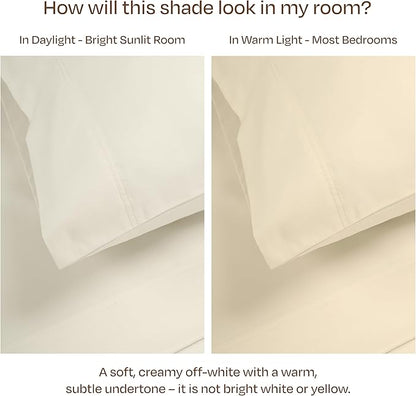 California Design Den Luxury King Bed Sheets Set - Buttery Soft 800 Thread Count Sateen, 100% Cotton Bed Sheets Set - Deep Pockets, Durable Bedding - Ivory (Cream Tone)